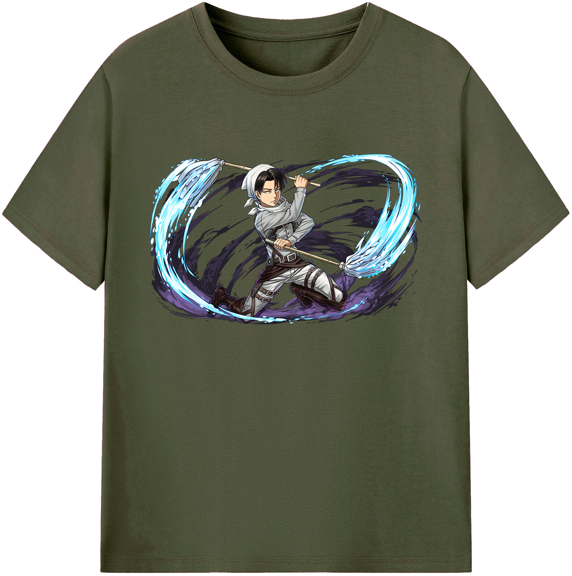 （画像用） 進撃の巨人 リヴァイ·アッカーマン Attack on Titan Levi Ackerman 綿100％ メンズ半袖Tシャツ｜肌触りやわらか＆通気性